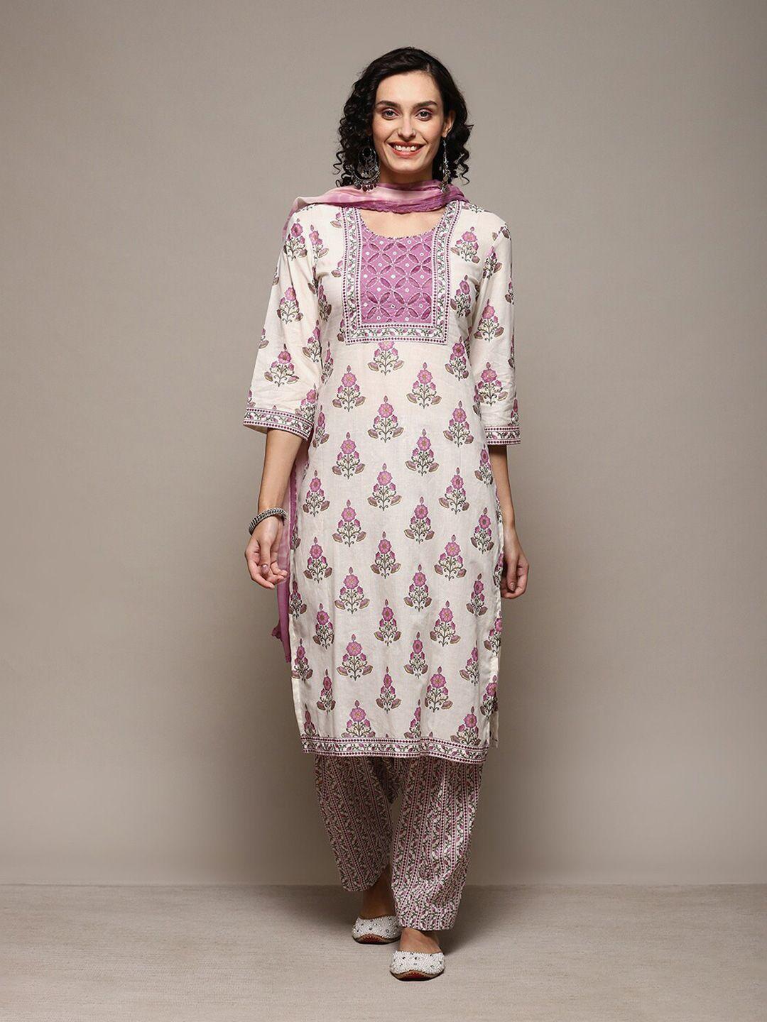 biba ethnic motifs printed unstitched dress material