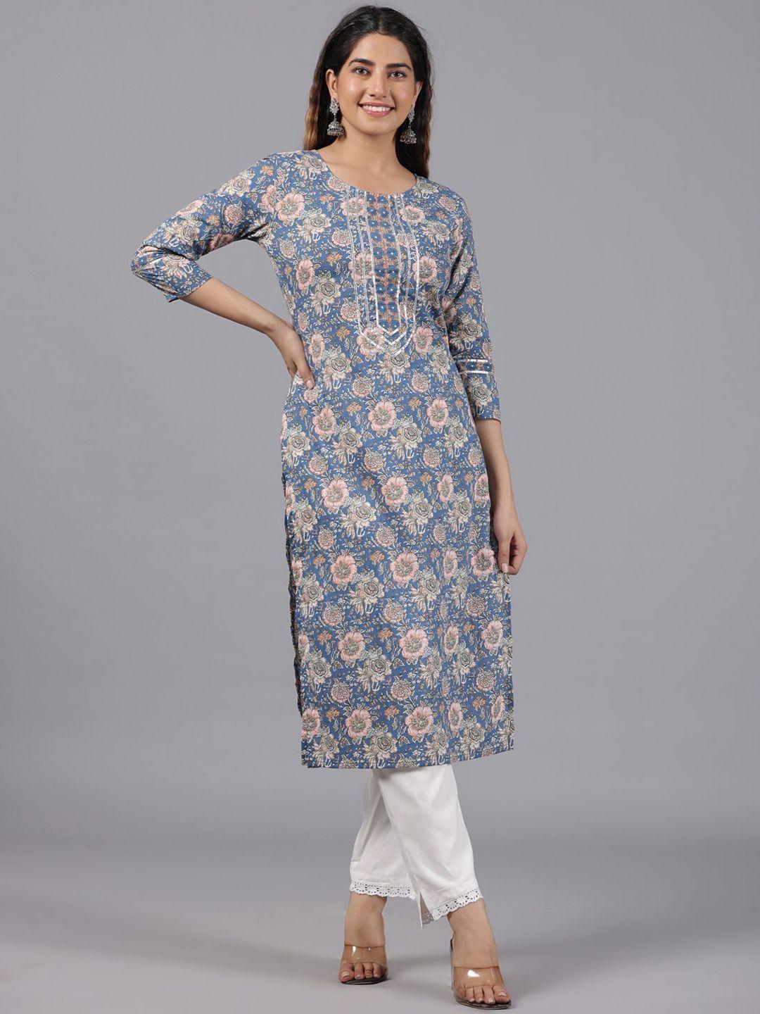 parchhai floral printed gotta patti cotton kurta