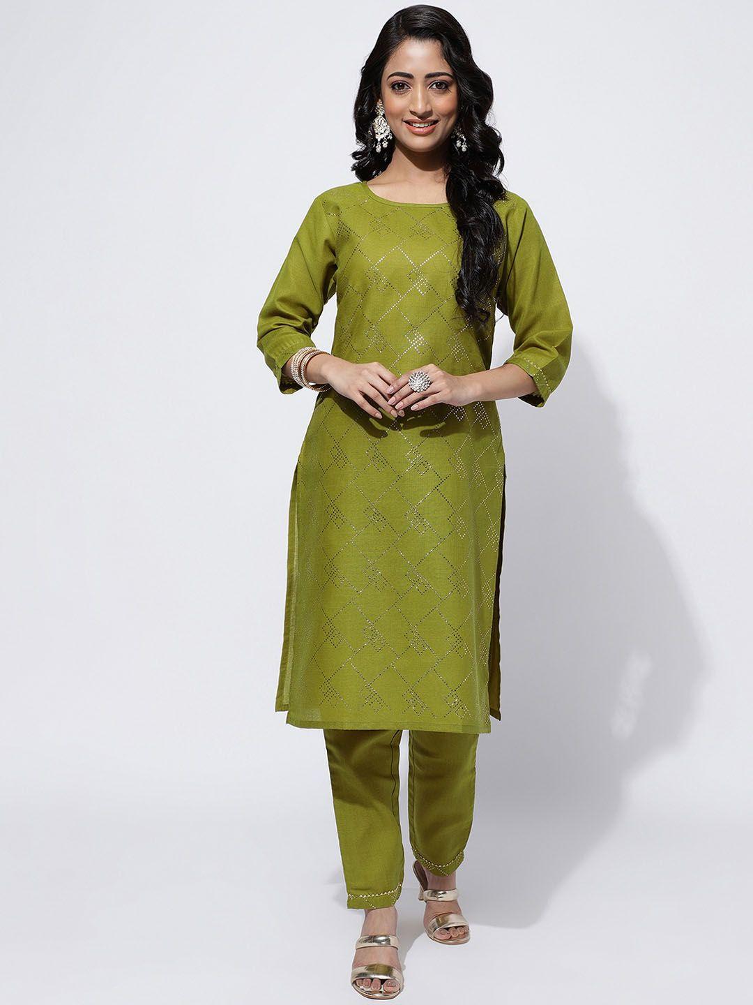 kalini ethnic motifs printed kurta with trousers & dupatta