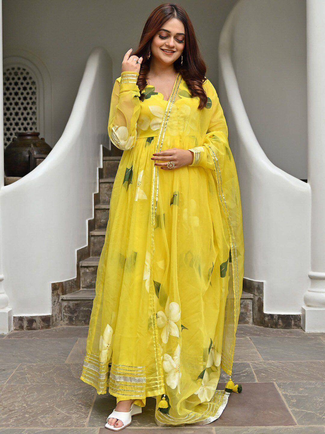 lavanya the label floral printed empire kurta with pyjamas & with dupatta