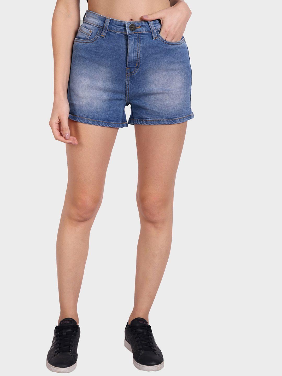 roadster women high-rise washed slim fit denim shorts