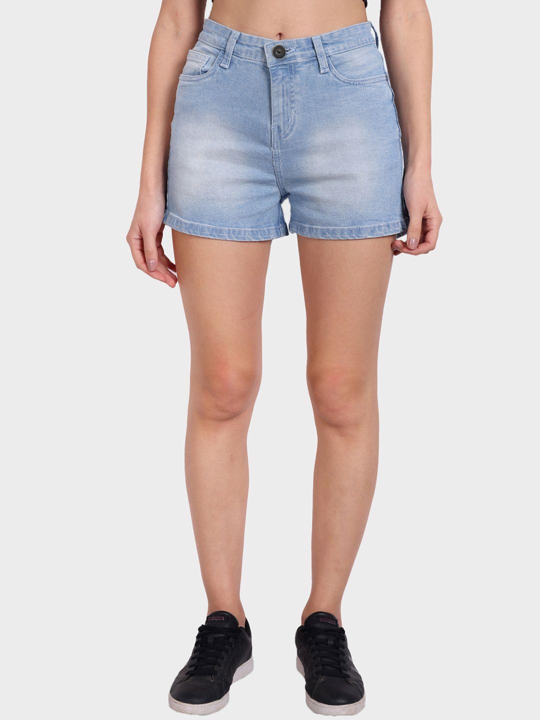 roadster women high-rise washed slim fit denim shorts