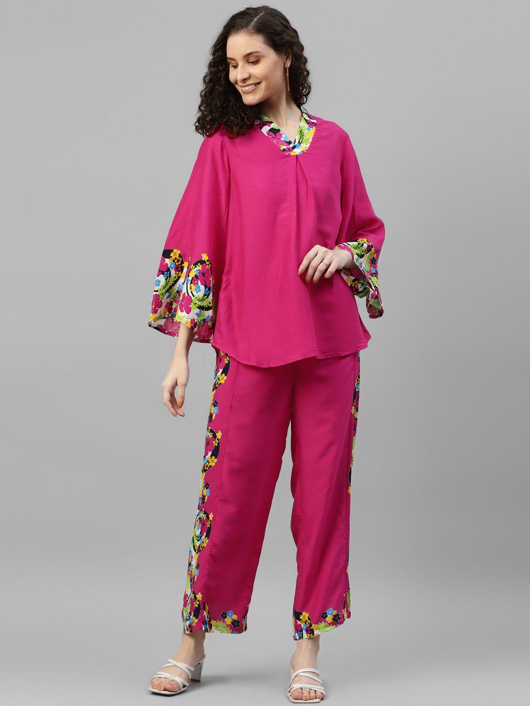 deebaco printed pure cotton top & trouser