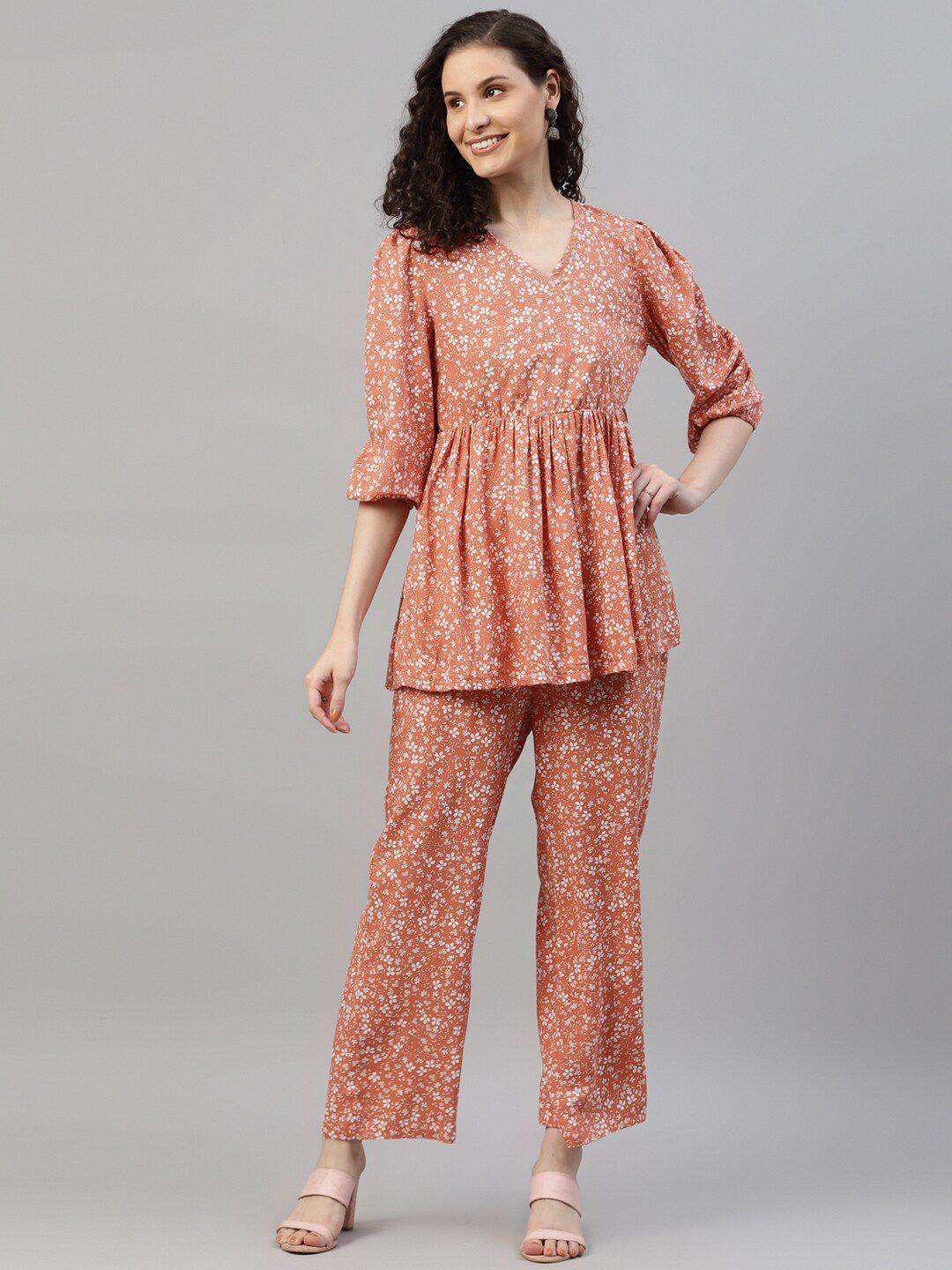 deebaco printed printed top & trouser co-ord set