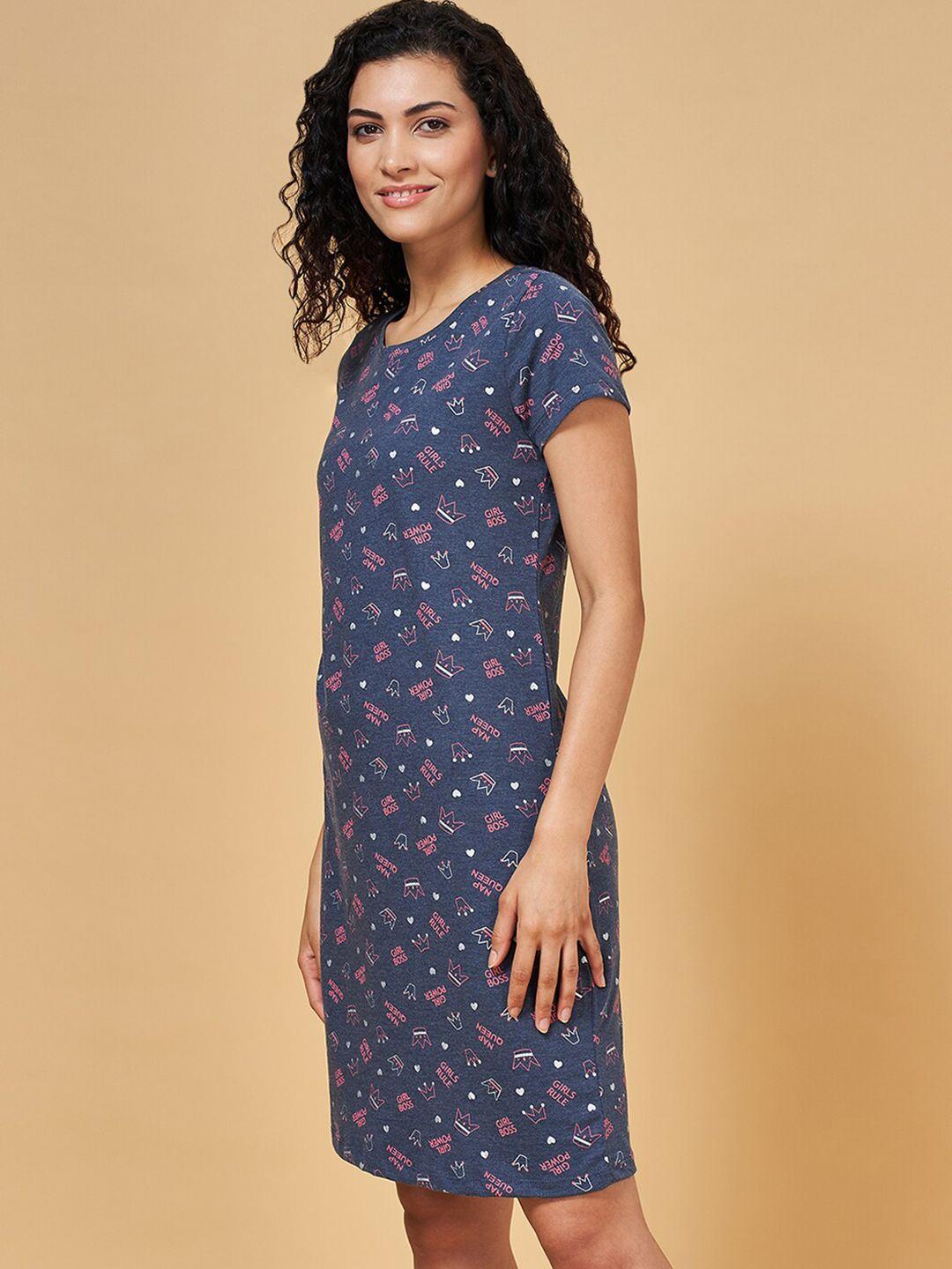 yu by pantaloons conversational printed pure cotton nightdress