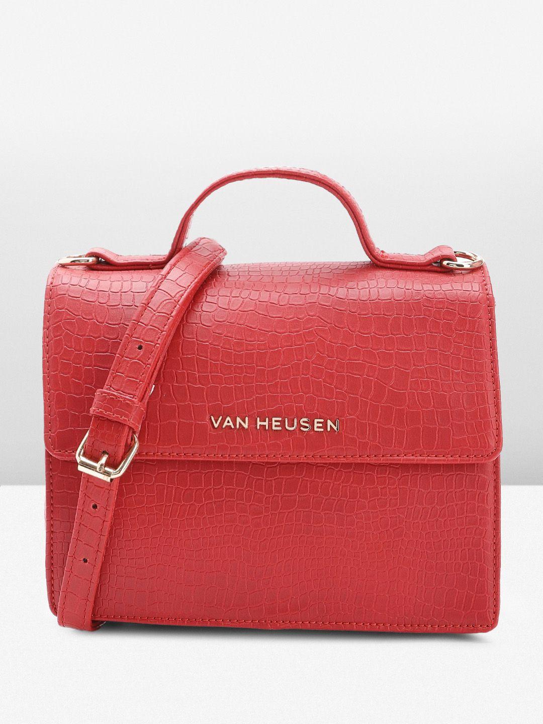 van heusen animal textured structured satchel