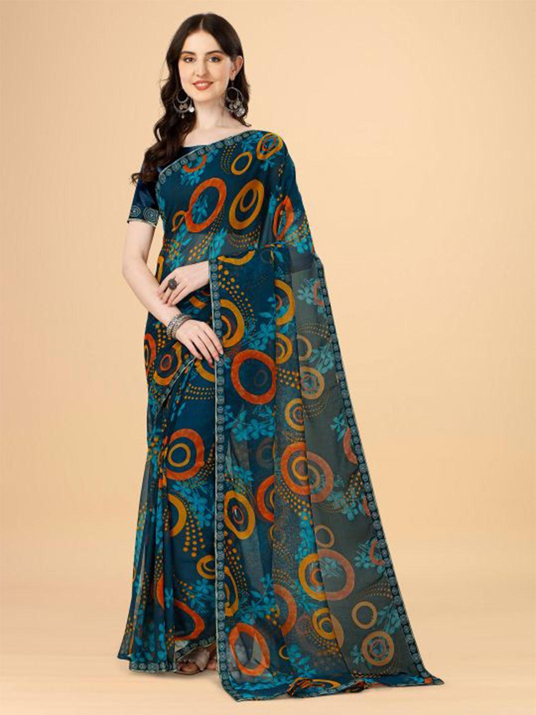 dori geometric printed poly chiffon saree