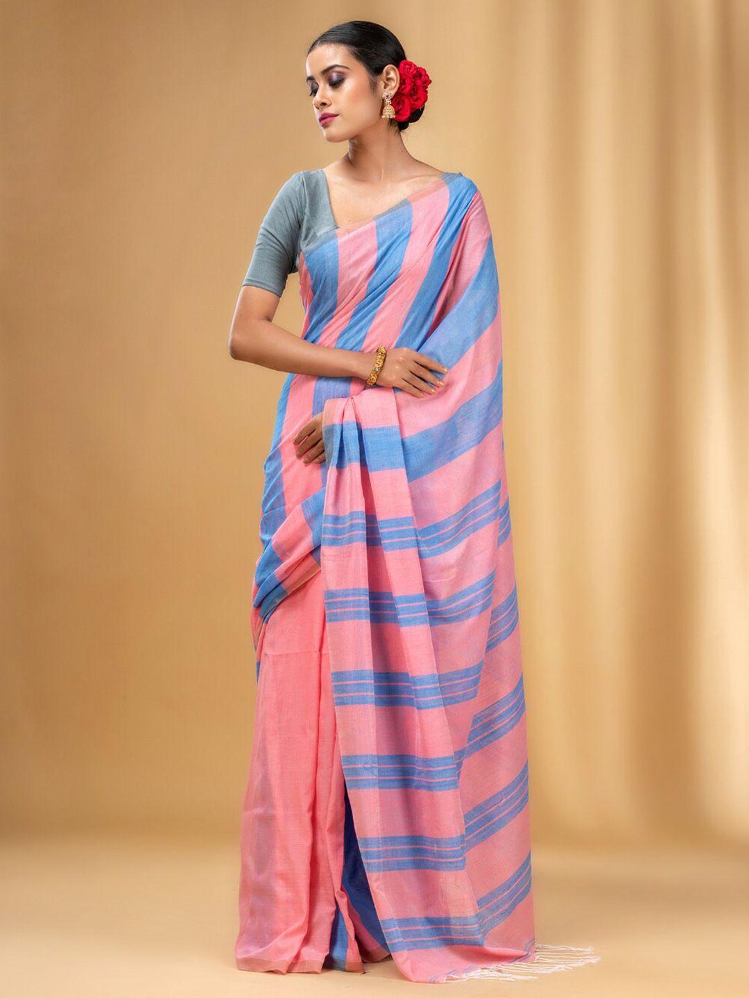 charukriti striped pure cotton saree