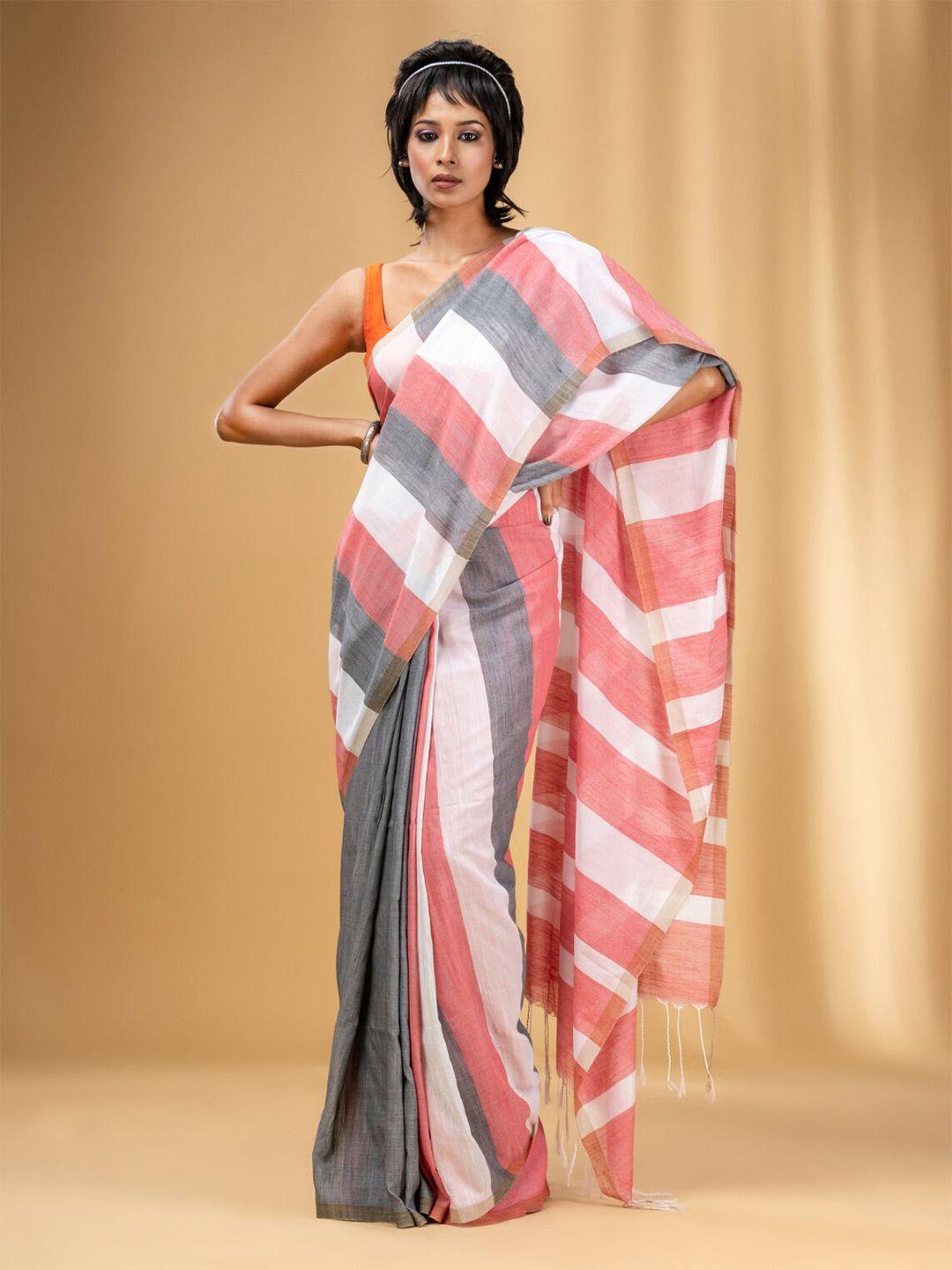 charukriti striped pure cotton saree