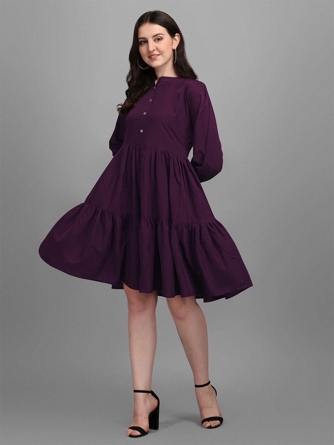 kinjo mandarin collar fit & flare dress