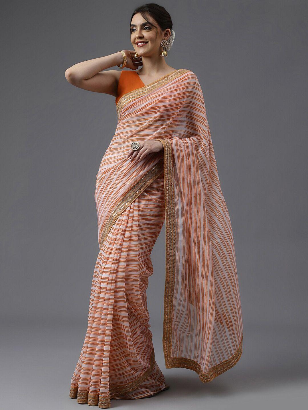 kasee striped embroidered saree