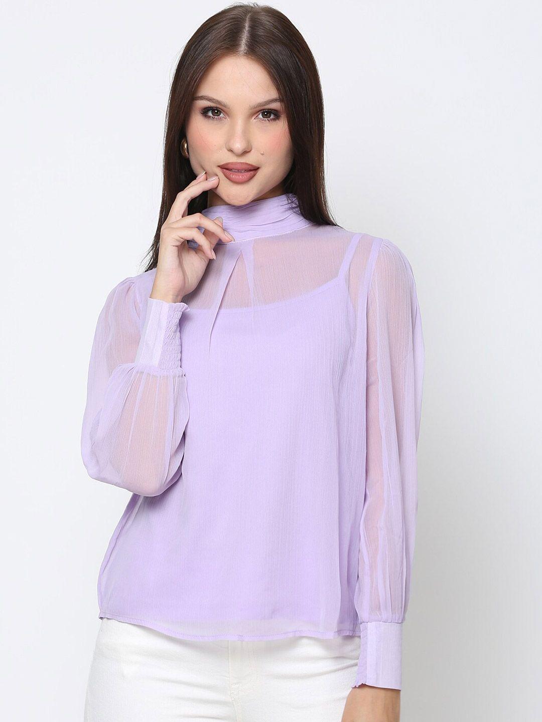 driro high neck cuffed sleeves top