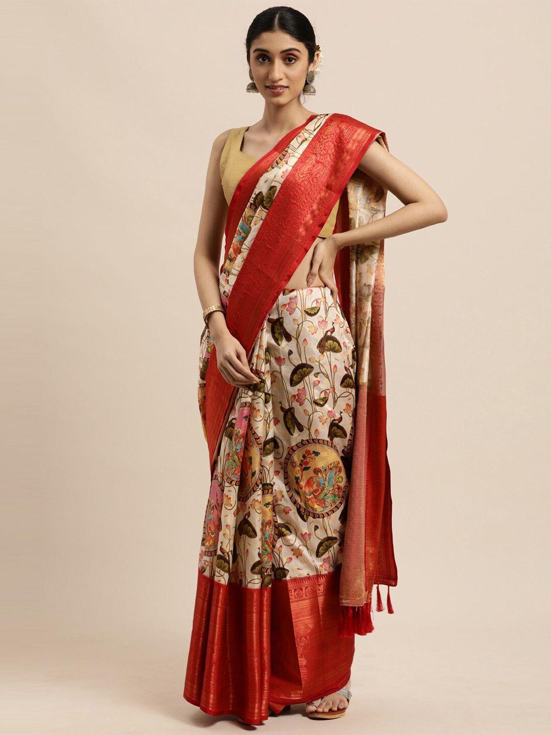 jatriqq kalamkari zari art silk kanjeevaram saree