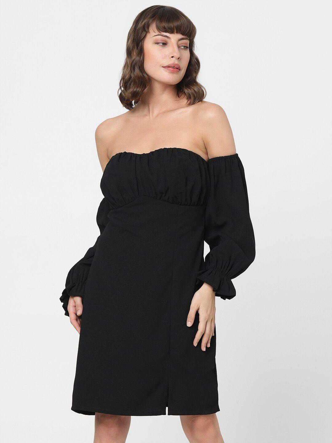 vero moda off-shoulder bell sleeve sheath dress