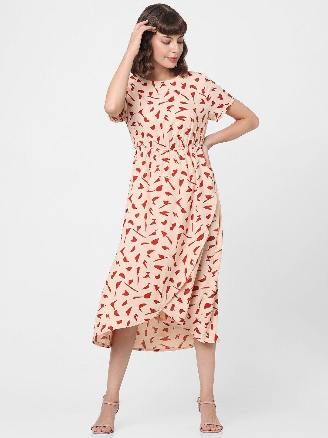 vero moda floral printed a-line midi dress