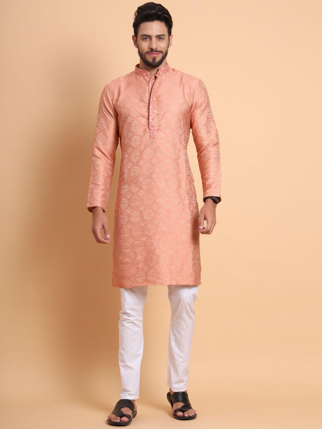 swagg india ethnic motifs woven design cotton wool jacquard kurta