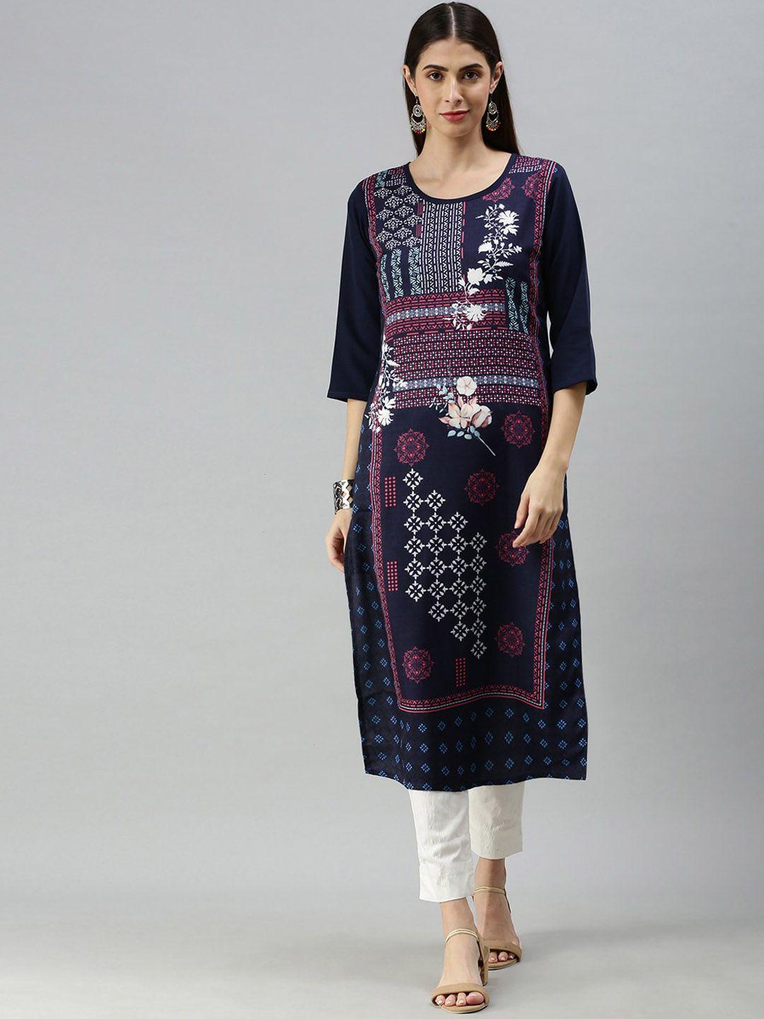 kalini abstract printed straight crepe kurta