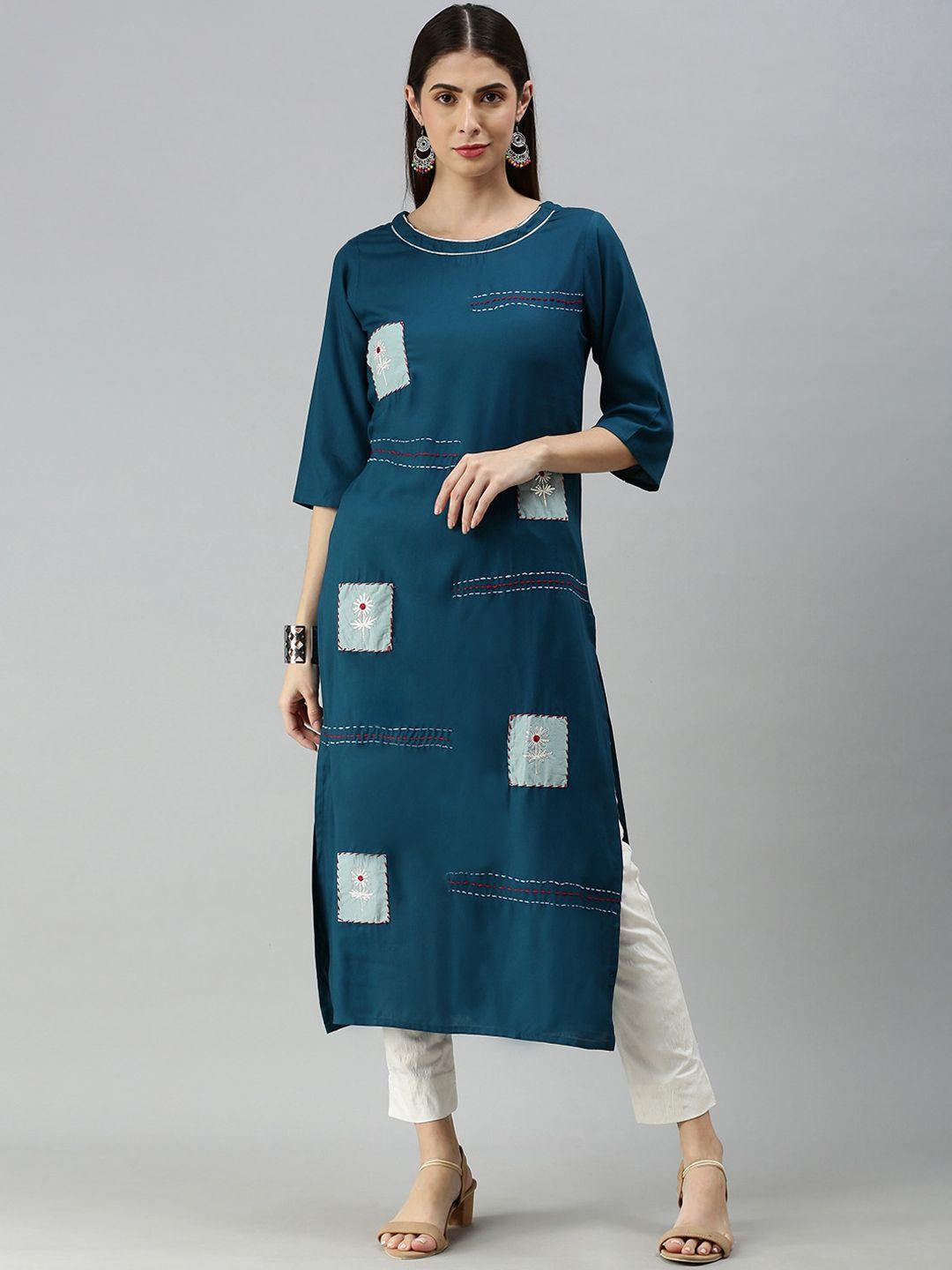 kalini ethnic motifs embroidered patchwork kurta