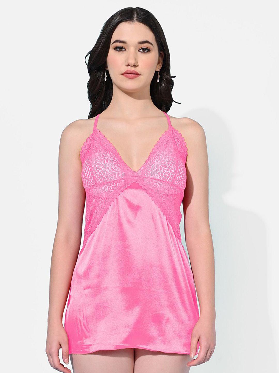 styfun pink satin baby doll