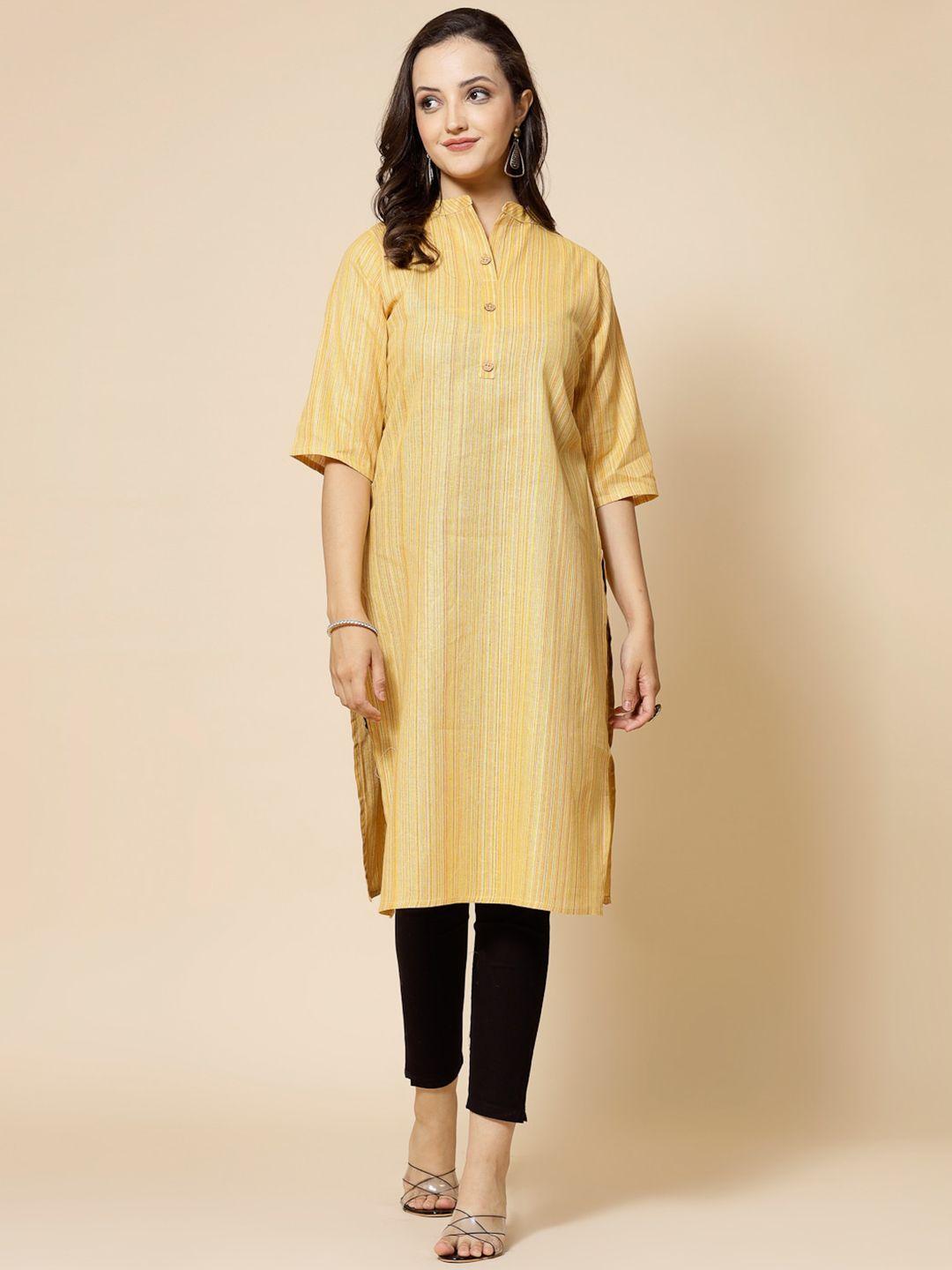 kalini striped thread work pure cotton kurta