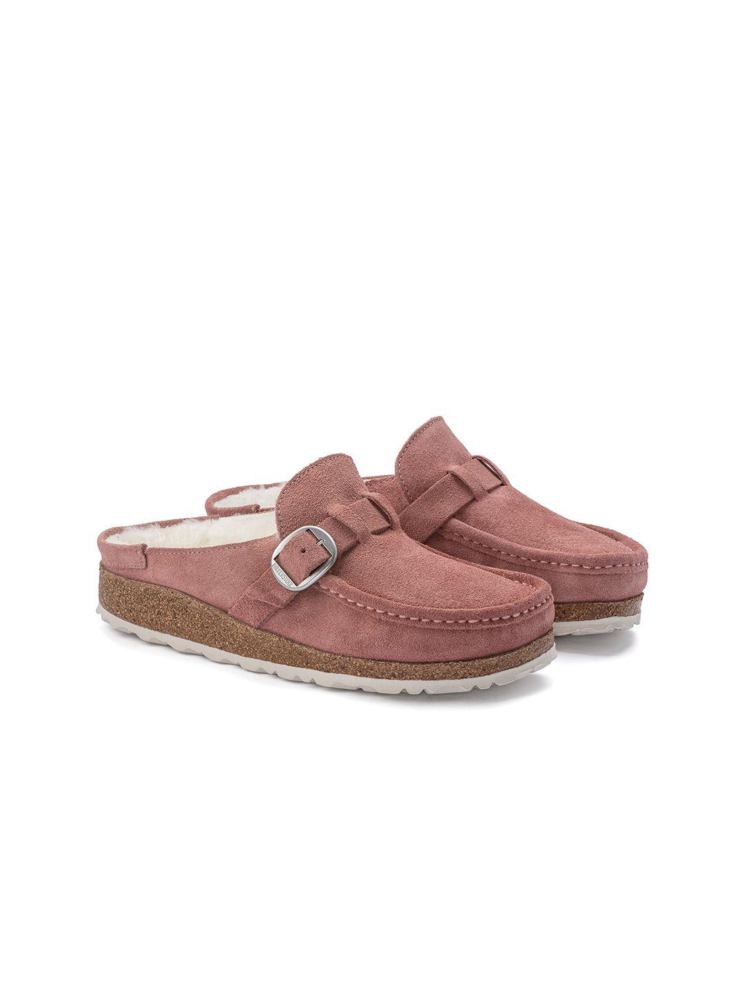 birkenstock women buckley shearling narrow width suede leather clogs