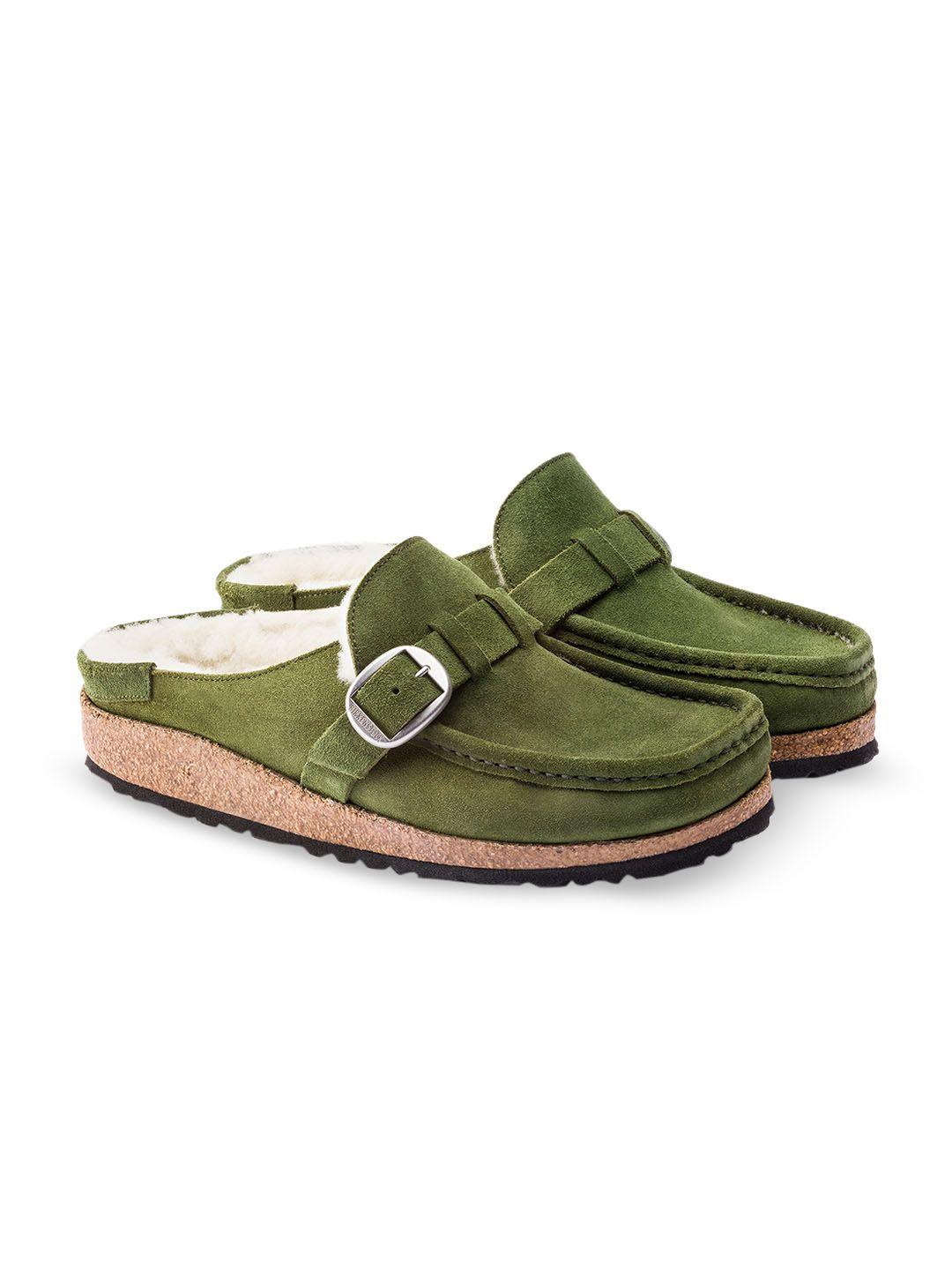 birkenstock women buckley shearling narrow width suede leather clogs