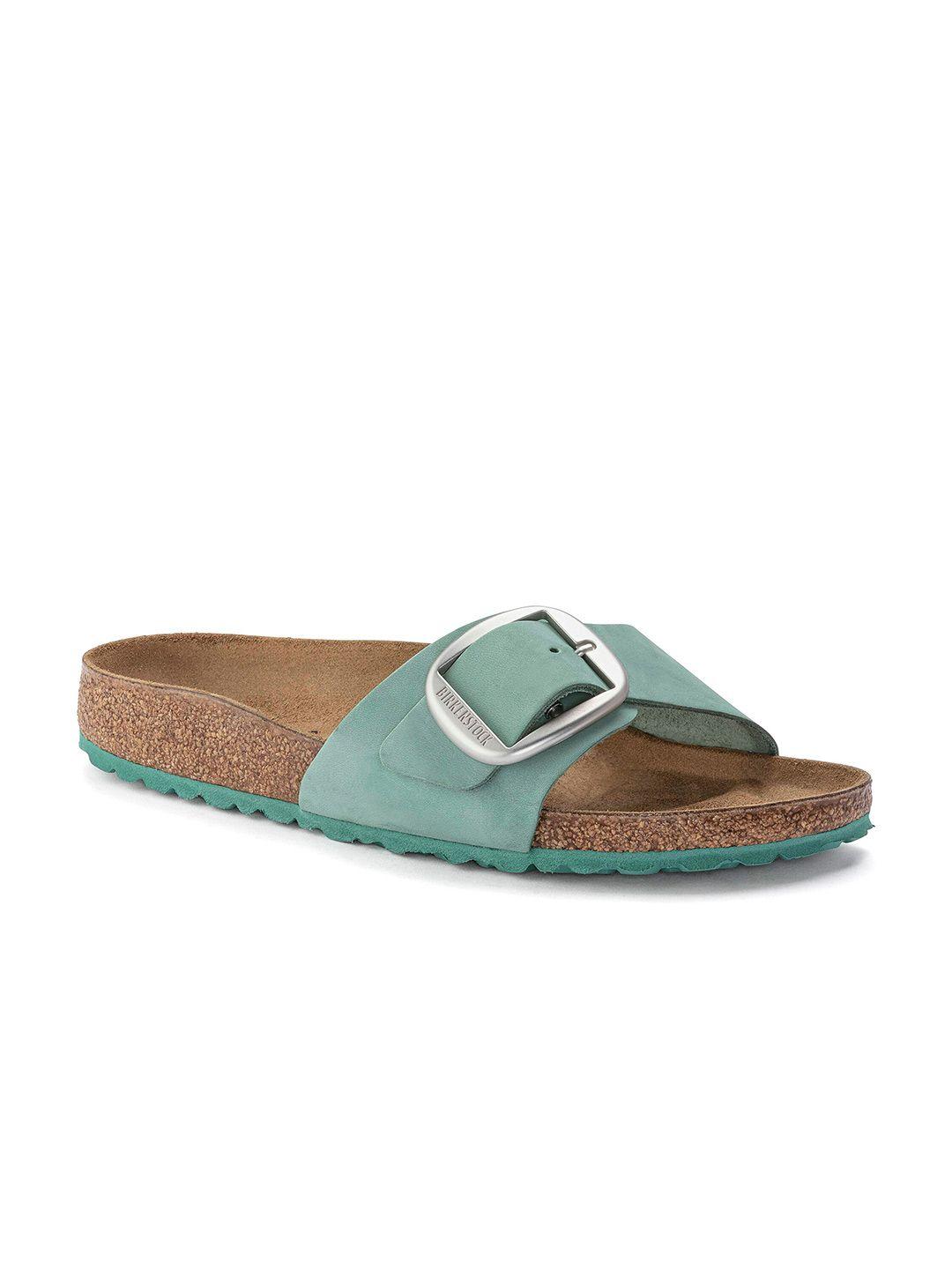 birkenstock madrid big buckle narrow width nubuck leather one-strap open toe flats