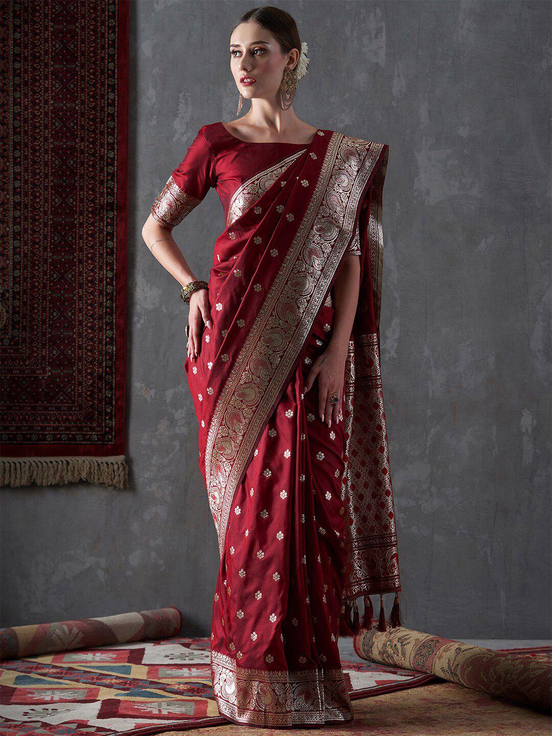 mitera woven design zari silk blend saree