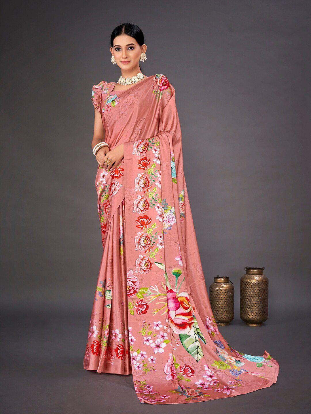 mitera floral printed pure crepe saree