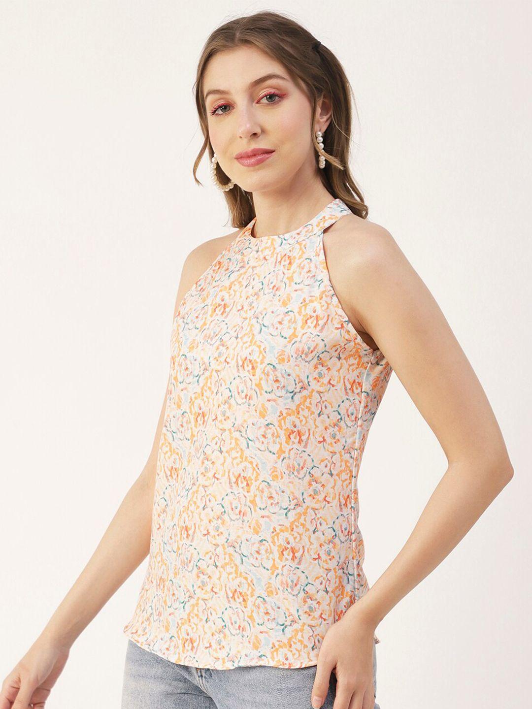 moomaya orange floral print top