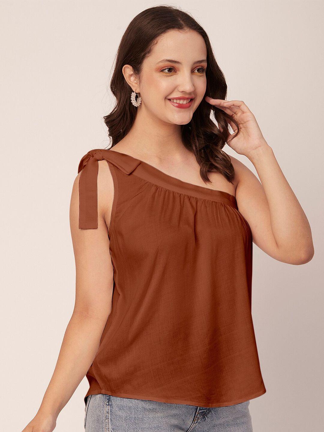 moomaya brown one shoulder top