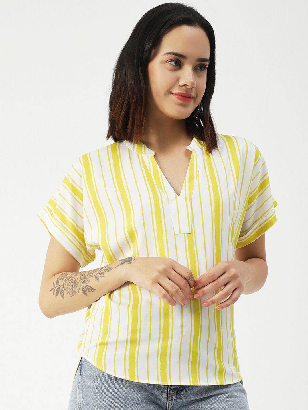 moomaya yellow striped crepe wrap top