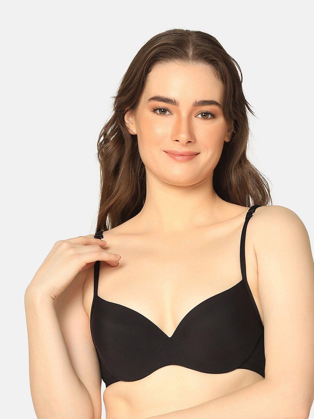 da intimo black full coverage lightly padded t-shirt bra all day comfort