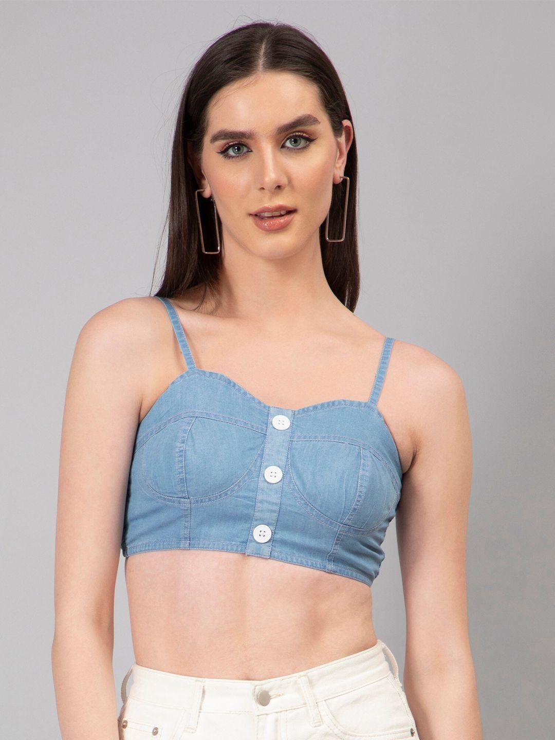 nuevosdamas denim bralette crop top