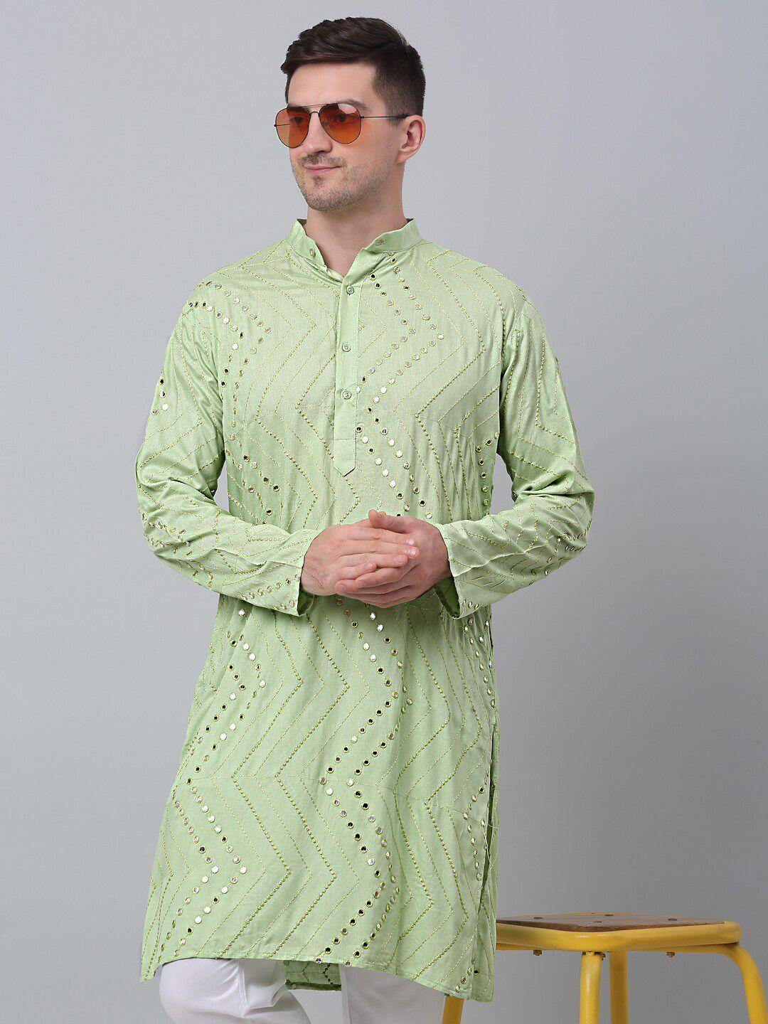 jompers mirror work embellished thread work pure cotton kurta