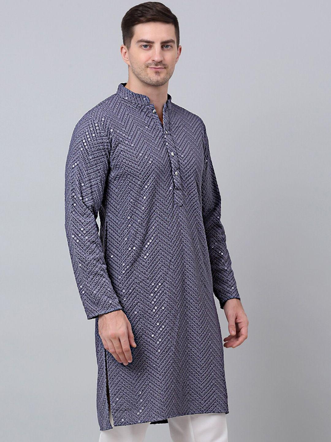 jompers emblished mandrain collar thread work kurta