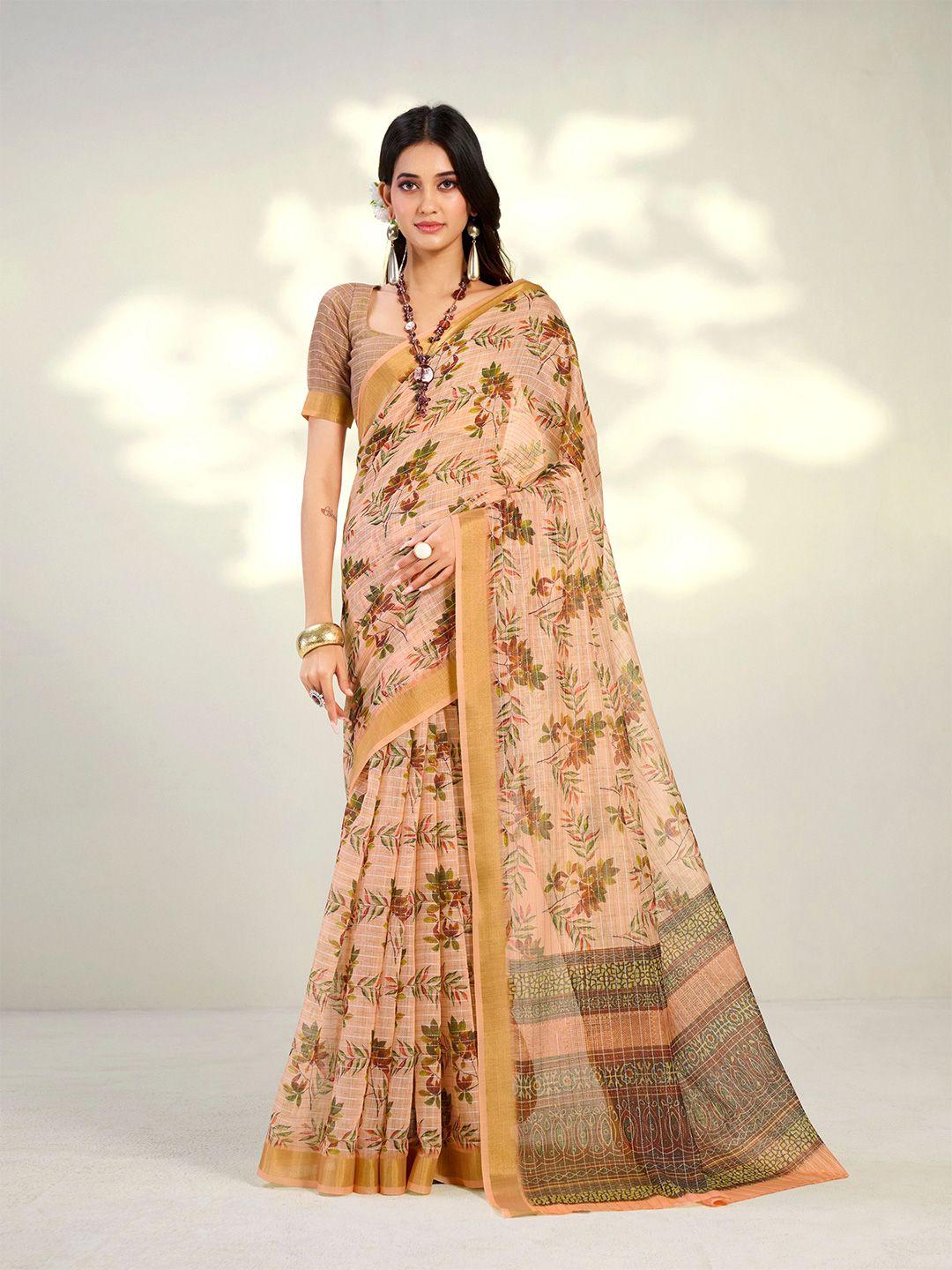 dori floral printed zari saree