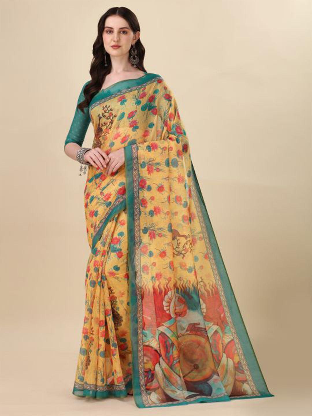 dori floral printed chanderi saree