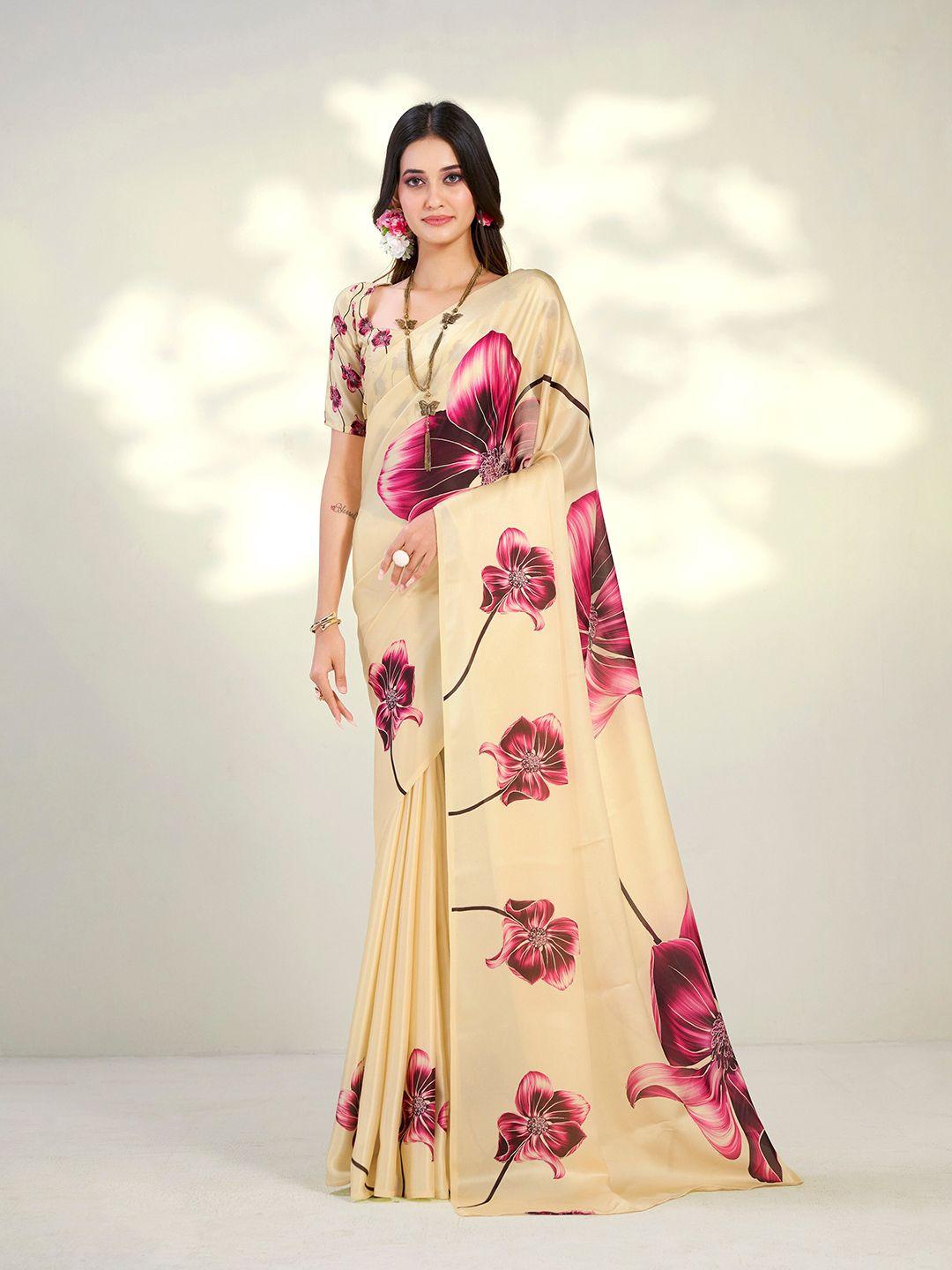 dori floral printed pure crepe saree