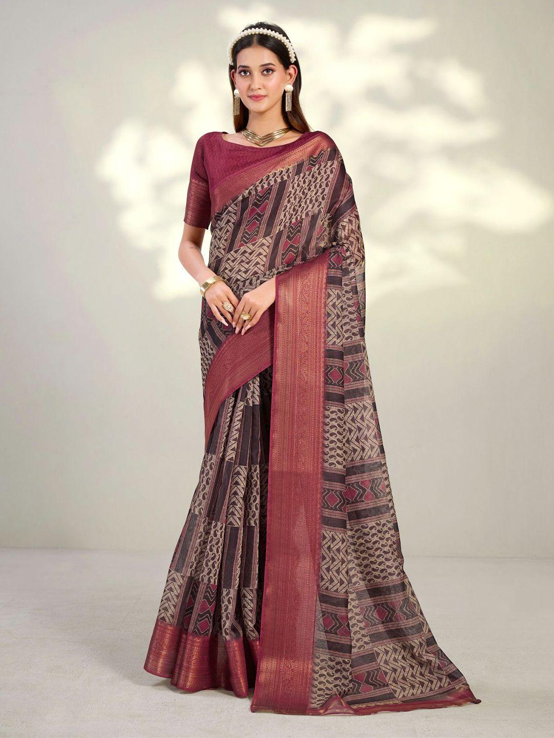 dori ethnic motifs printed zari detailed saree