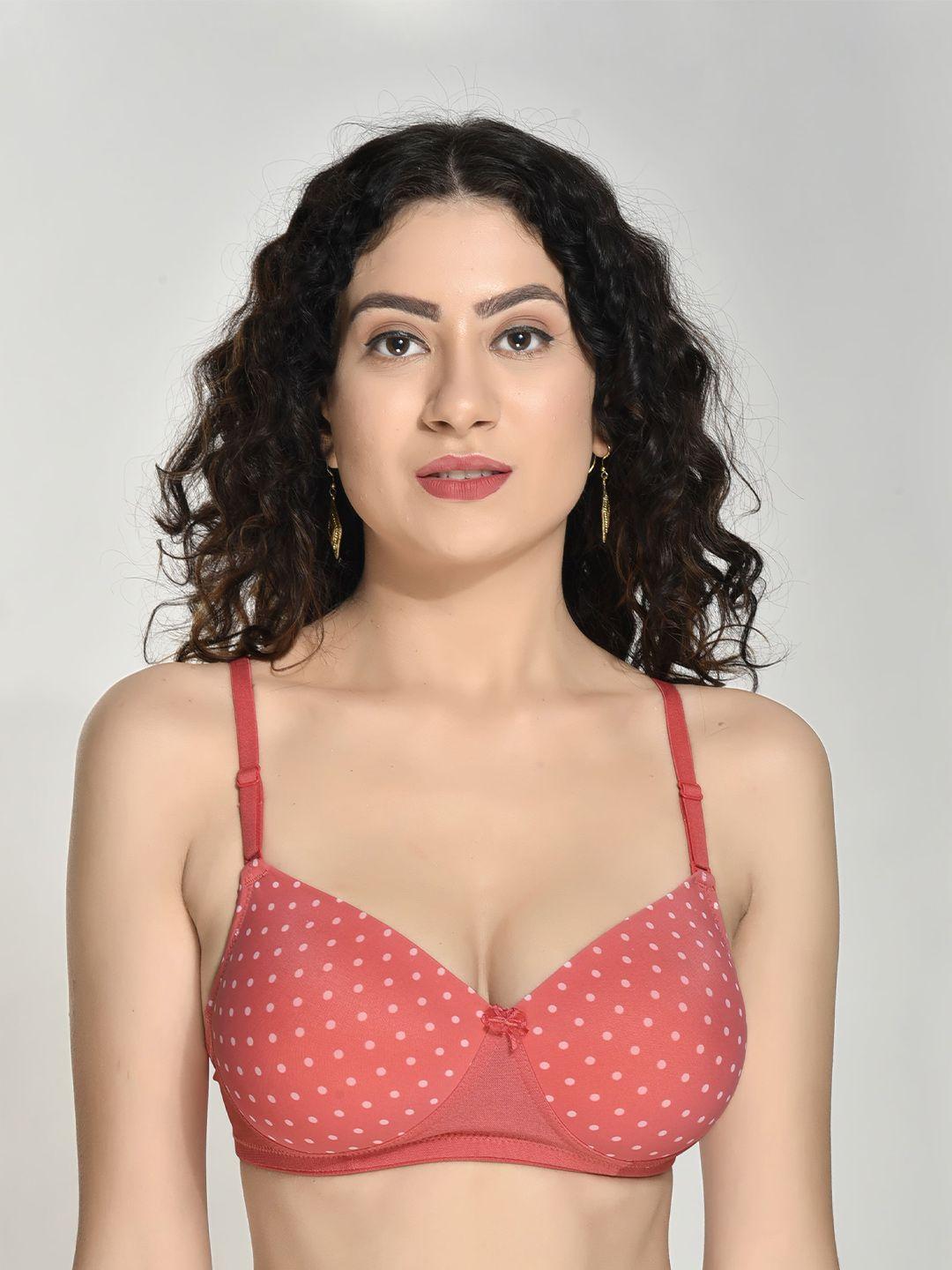 innocence polka dot printed medium coverage lightly padded every day bra all day comfort