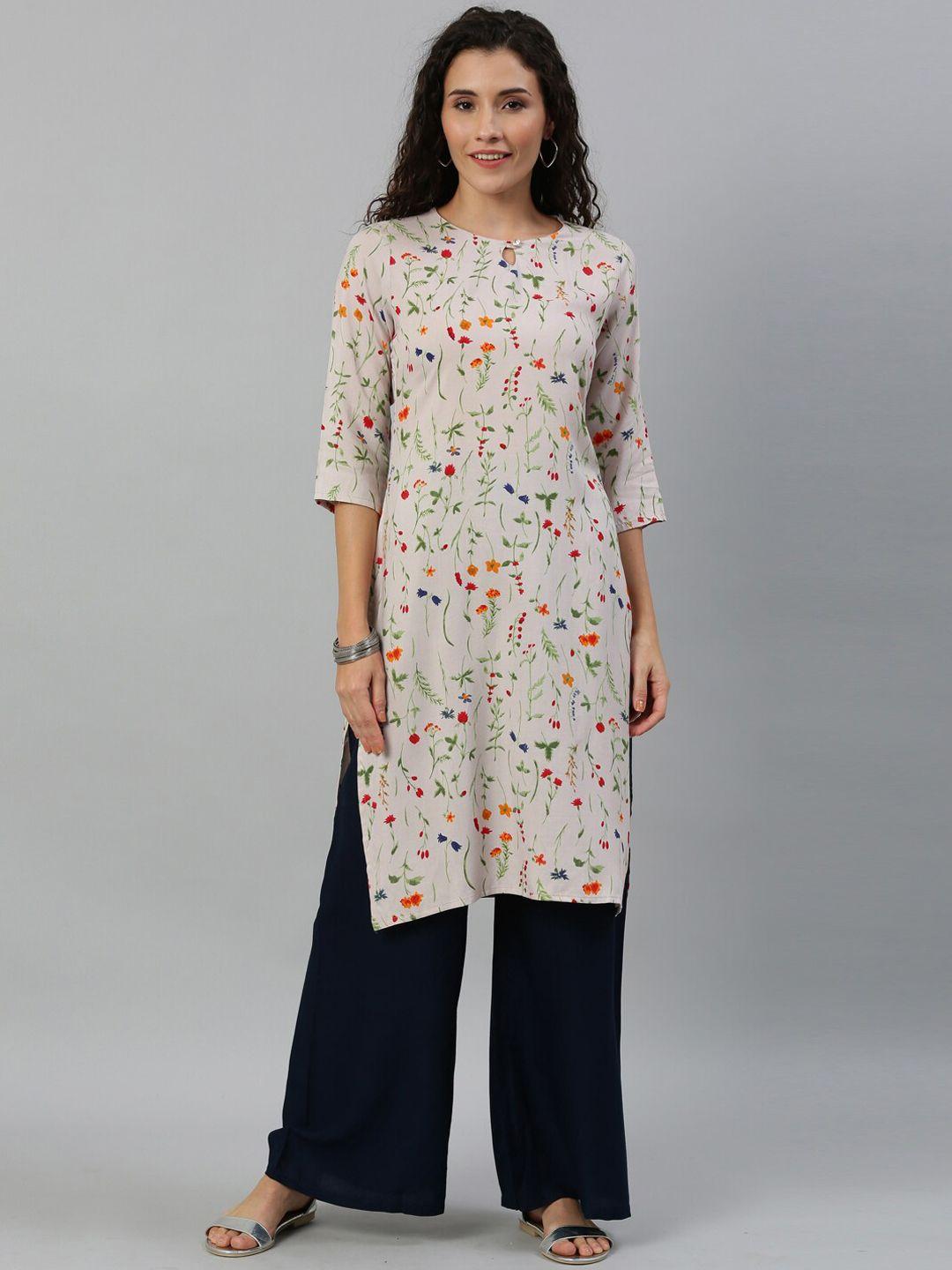 kalini floral printed keyhole neck regular kurta