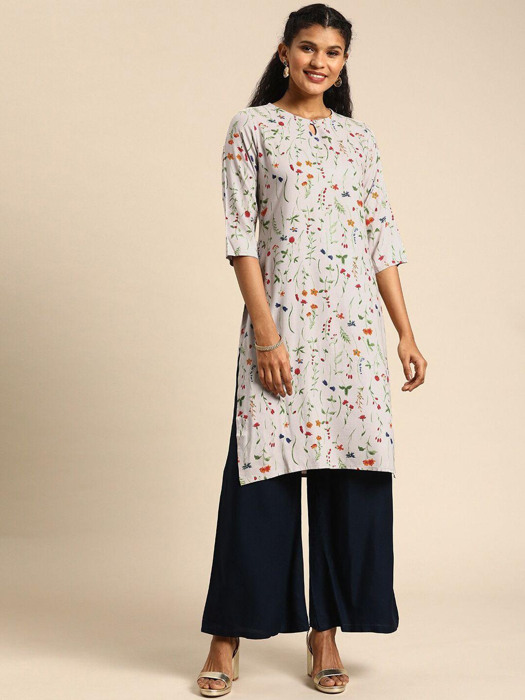 kalini floral printed keyhole neck regular kurta