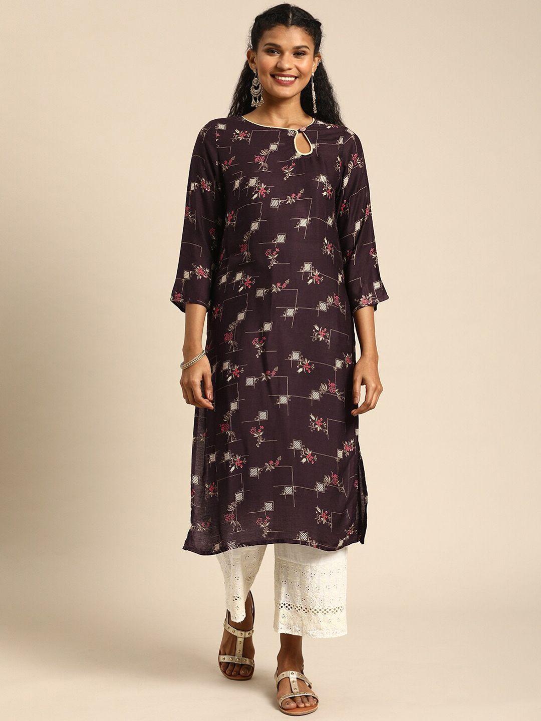 kalini floral printed keyhole neck regular kurta