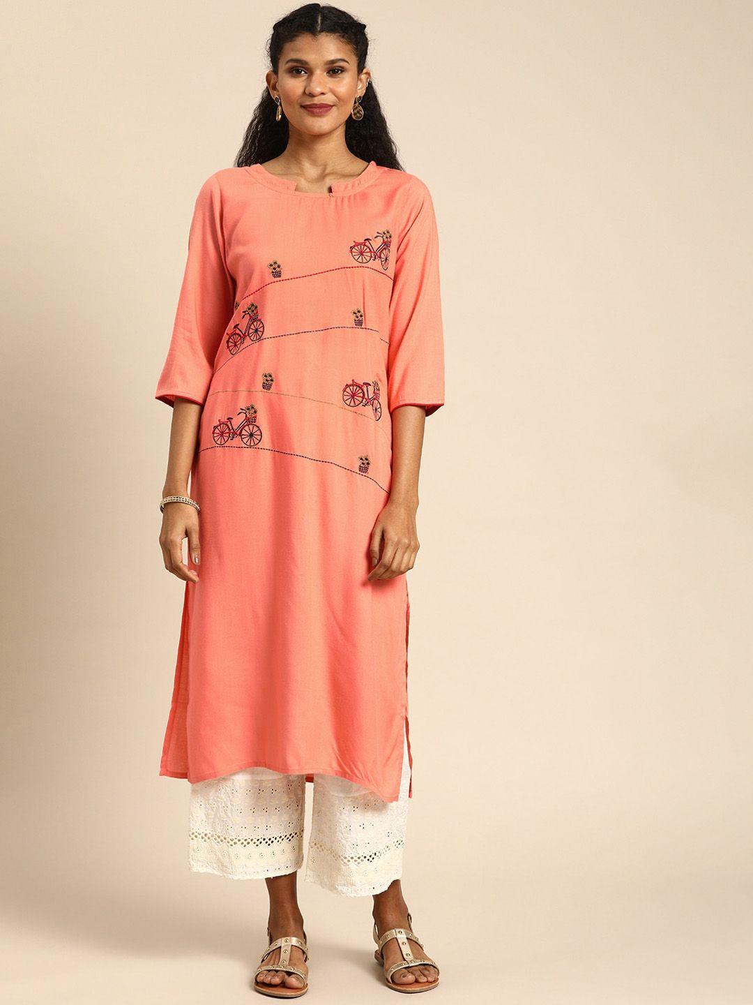 kalini floral embroidered round neck regular kurta