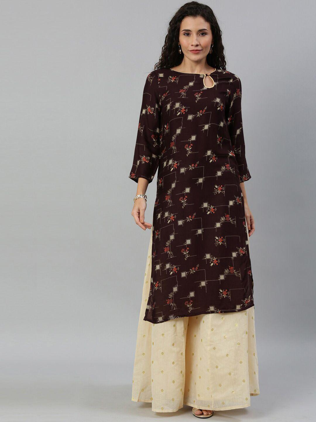 kalini floral printed keyhole neck regular kurta