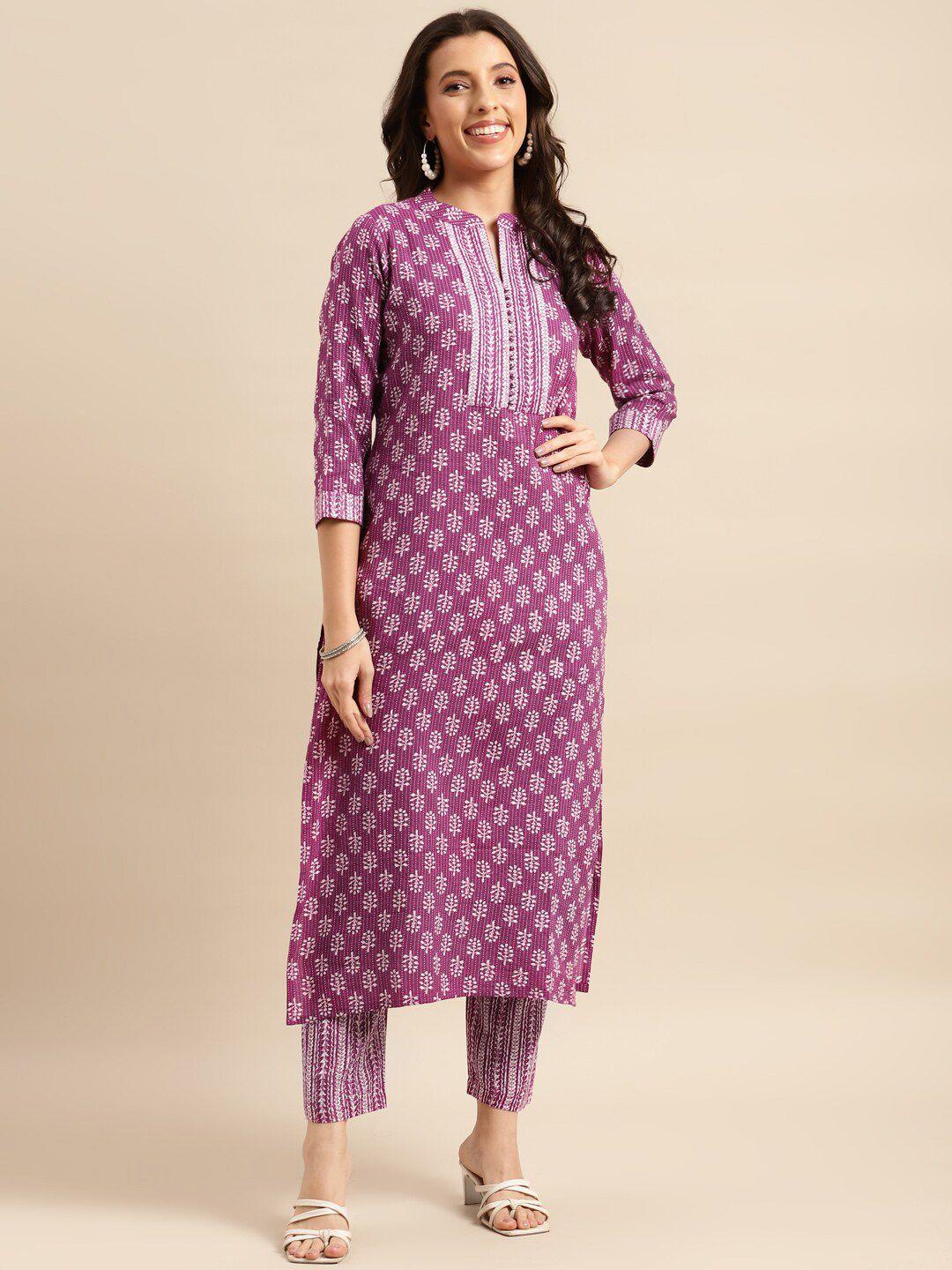 kalini ethnic motifs printed straight kurta with trousers