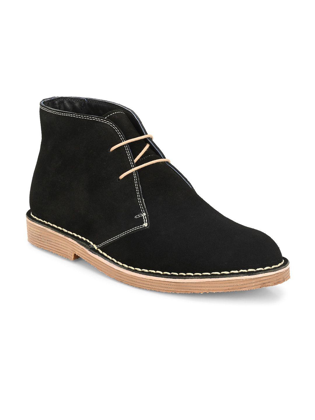 harrytech london men leather mid-top desert boots