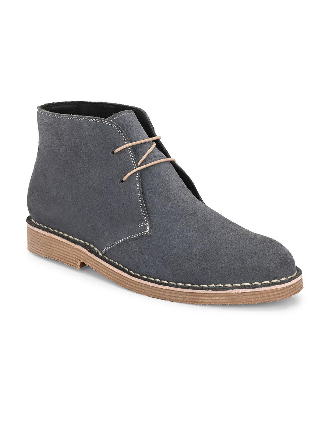 harrytech london men leather mid-top desert boots