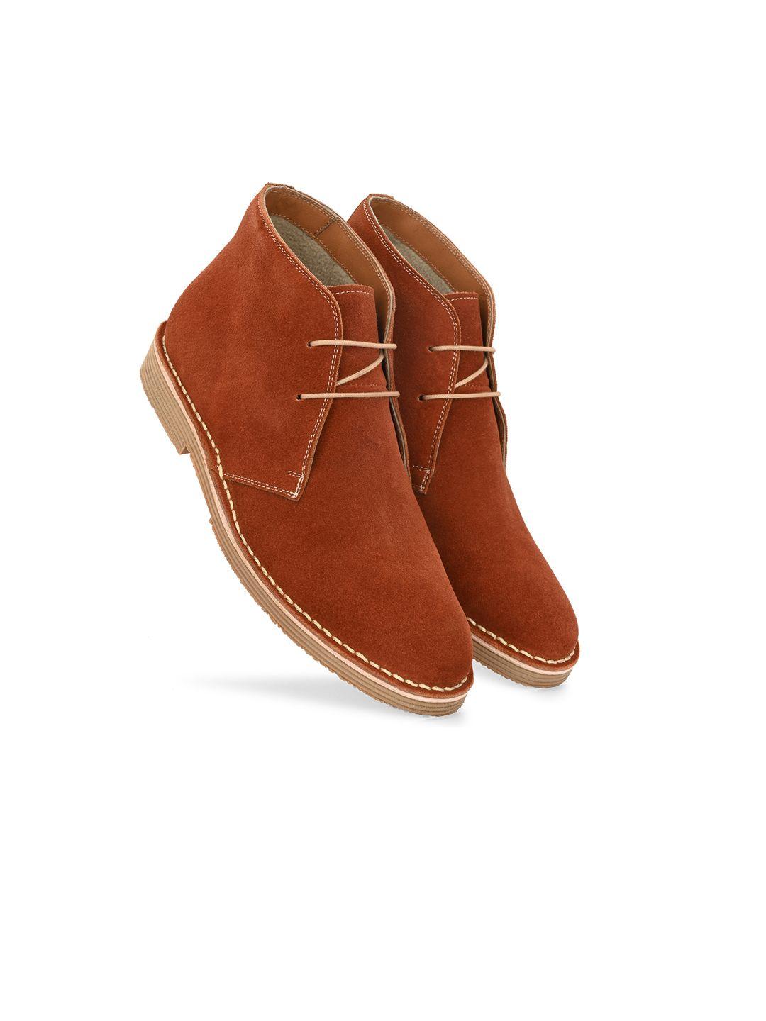 harrytech london men leather mid-top desert boots